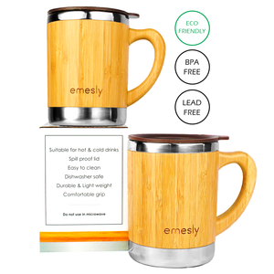 Bamboo Beer Mugs (Set of 2); 11 Oz.