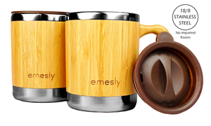 Bamboo Beer Mugs (Set of 2); 11 Oz.