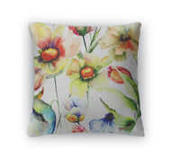 Throw Pillow, Pattern With Wild Flowers