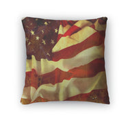 Throw Pillow, Vintage Flapping Usa Flag With Wave