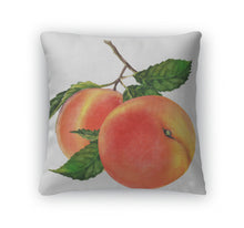 Load image into Gallery viewer, Throw Pillow, Peach Fruits With Leaves Isolated On White