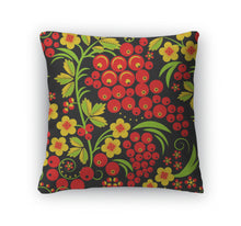 Load image into Gallery viewer, Throw Pillow, Traditional Russian Hohloma Style Pattern Illus