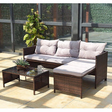 Load image into Gallery viewer, 3 PCS Outdoor Rattan Furniture Sofa Set