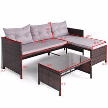 Load image into Gallery viewer, 3 PCS Outdoor Rattan Furniture Sofa Set