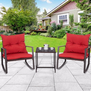 3 PCS Patio Rocking Wicker Bistro Set