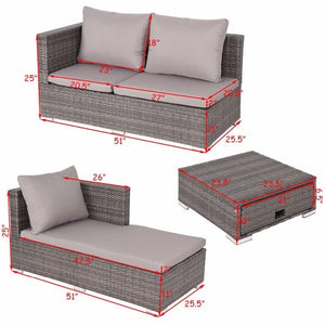 3PCS Rattan Wicker Sofa Furniture Set