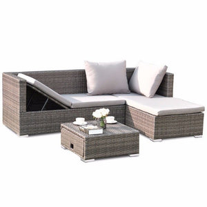 3PCS Rattan Wicker Sofa Furniture Set