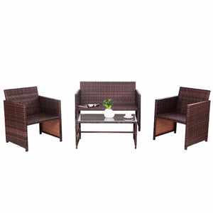 Giantex 4 PC Rattan Patio Furniture Set Garden