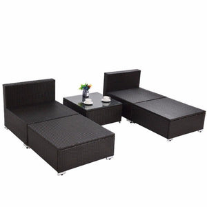 5 PC Patio Sectional Lounge Rattan