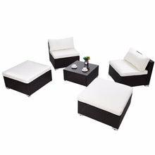 Load image into Gallery viewer, 5 PC Patio Sectional Lounge Rattan