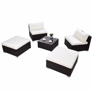 5 PC Patio Sectional Lounge Rattan