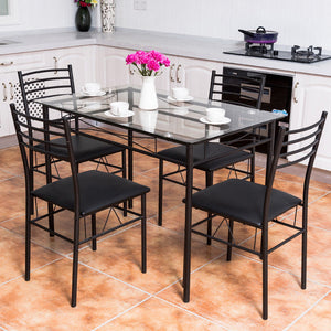 5PC Dining Set Modern Dining Room Tempered