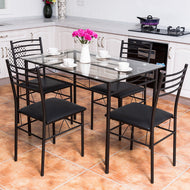 5PC Dining Set Modern Dining Room Tempered