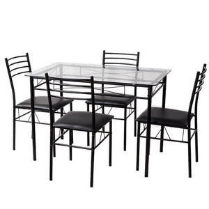 5PC Dining Set Modern Dining Room Tempered