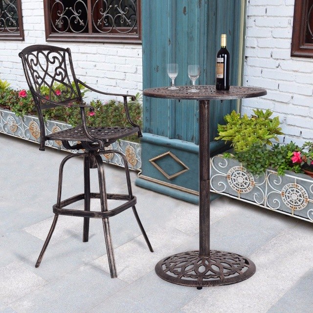 Cast Aluminum Round Bar Table Bar Height