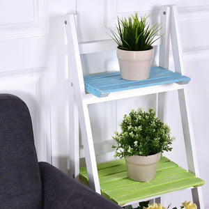 Folding Wooden 3-Tier Display Shelf Living