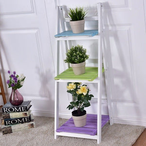 Folding Wooden 3-Tier Display Shelf Living