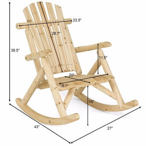 Log Rocking Chair Wood Single Porch Rocker