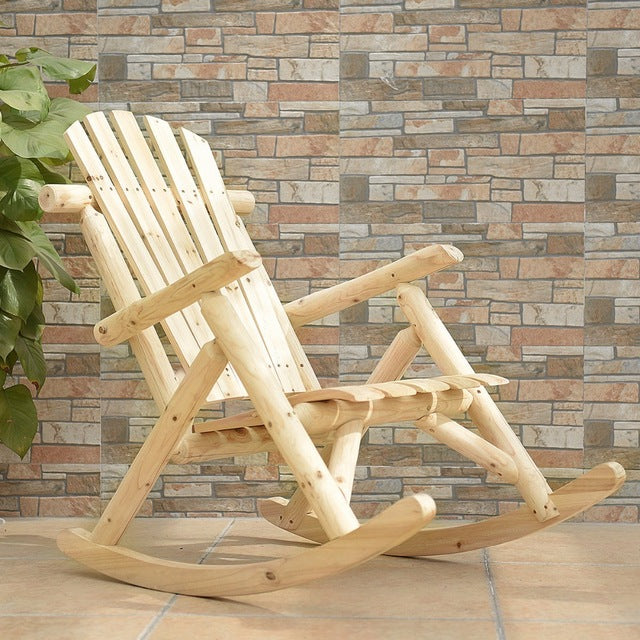 Log Rocking Chair Wood Single Porch Rocker