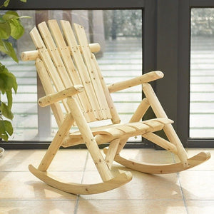 Log Rocking Chair Wood Single Porch Rocker