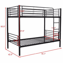 Load image into Gallery viewer, Metal Twin Over Twin Bunk Bed with Ladder