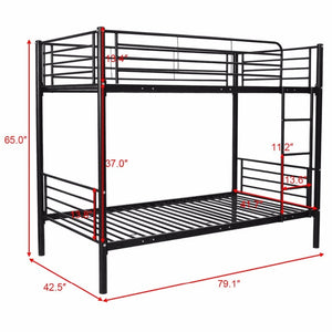 Metal Twin Over Twin Bunk Bed with Ladder