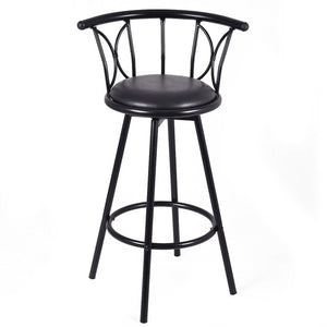 Set of 2 Black Barstools Modern Swivel