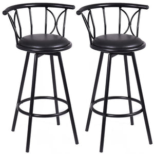 Set of 2 Black Barstools Modern Swivel