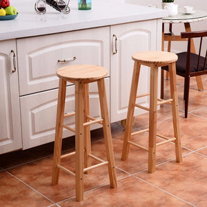 Set of 2 Round 29" Bar Stools Wood Bistro