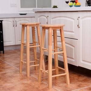 Set of 2 Round 29" Bar Stools Wood Bistro