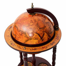 Load image into Gallery viewer, 36&quot; Wood Globe Rolling Wine Rack Bar Stand