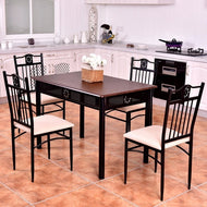 5 Piece Kitchen Dining Set Wood Metal Table