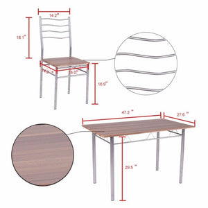 5 Pieces Dining Table Set 1 Wooden Dining