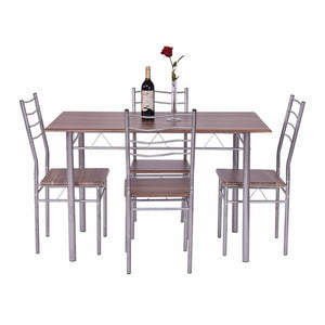 5 Pieces Dining Table Set 1 Wooden Dining