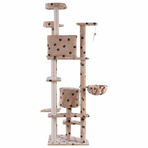 Beige Paws Printed 80" Cat Tree Condo