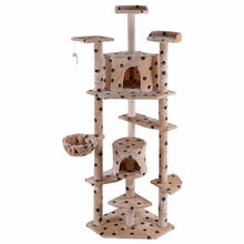 Load image into Gallery viewer, Beige Paws Printed 80&quot; Cat Tree Condo