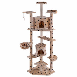 Beige Paws Printed 80" Cat Tree Condo