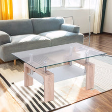 Load image into Gallery viewer, Rectangular Glass Coffee Table with Storage