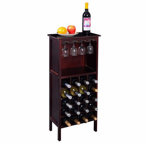 Wood Wine Cabinet Retro Burgundy 20 Bottles