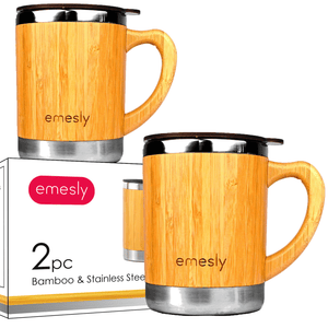 Bamboo Beer Mugs (Set of 2); 11 Oz.