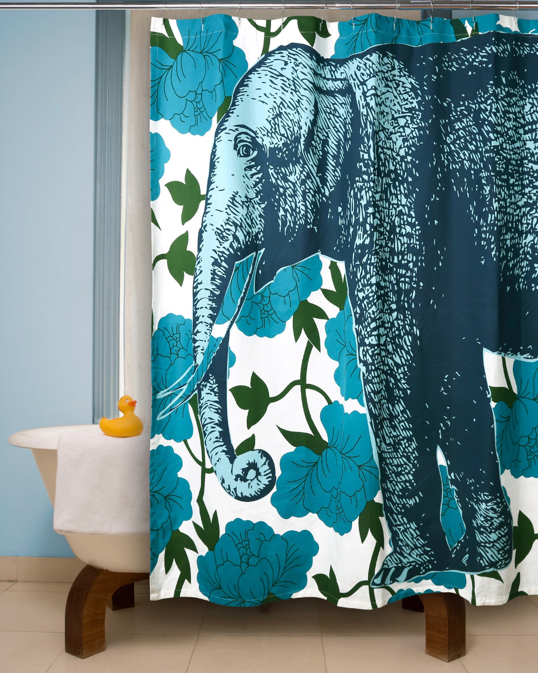 Elephant Floral Shower Curtain 72