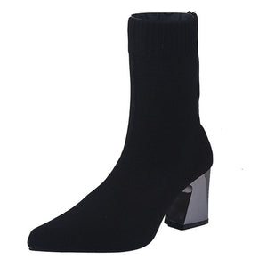 Slip-On Boots Female High Heel Snow Boots Women