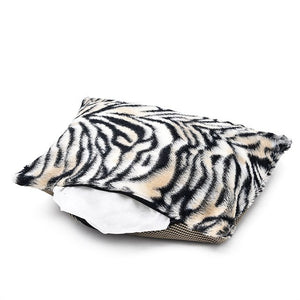 Soft Dog Bed Zebra Pattern Pet  Warm House Puppy