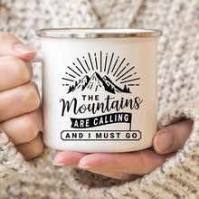 Load image into Gallery viewer, Mountain Mug Enamel Mug Wanderlust Camping Mug The