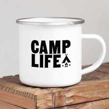 Load image into Gallery viewer, Camping Mug Enamel Mug Campfire Mug Camp Life Tin