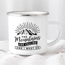 Load image into Gallery viewer, Mountain Mug Enamel Mug Wanderlust Camping Mug The