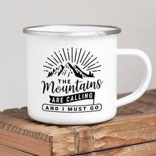 Load image into Gallery viewer, Mountain Mug Enamel Mug Wanderlust Camping Mug The