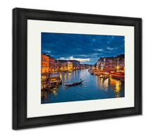 Load image into Gallery viewer, Framed Print, View On Grand Canal At Night Venice Italy