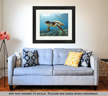 Load image into Gallery viewer, Framed Print, Hawaiian Green Sea Turtle