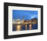 Framed Print, Colosseum Rome Vatican Place Saint Peter Cathedral At Night